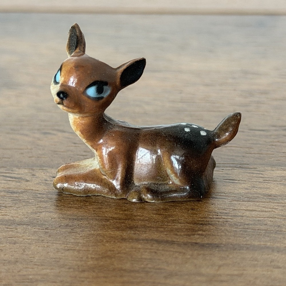 Miniature Painted Deer Fawn Mcm 50s 60s Knock Knack Figure Collectible